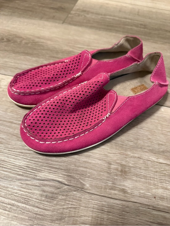 OluKai Shoes - OluKai Pink Suede Perforated Slip-On Loafers